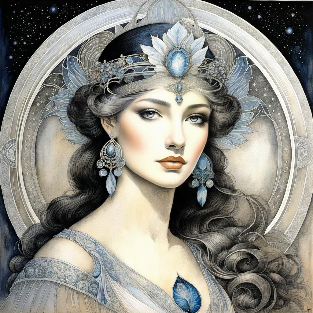 Classical Portrait in Art Nouveau Style