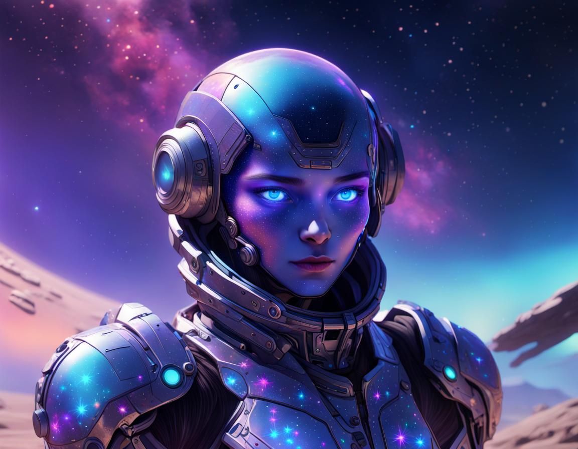 Starry Expanse Concept Art with Mechanical Suit