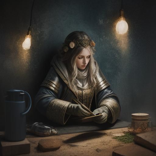 Knight in Gold Armor Walks a Labyrinth