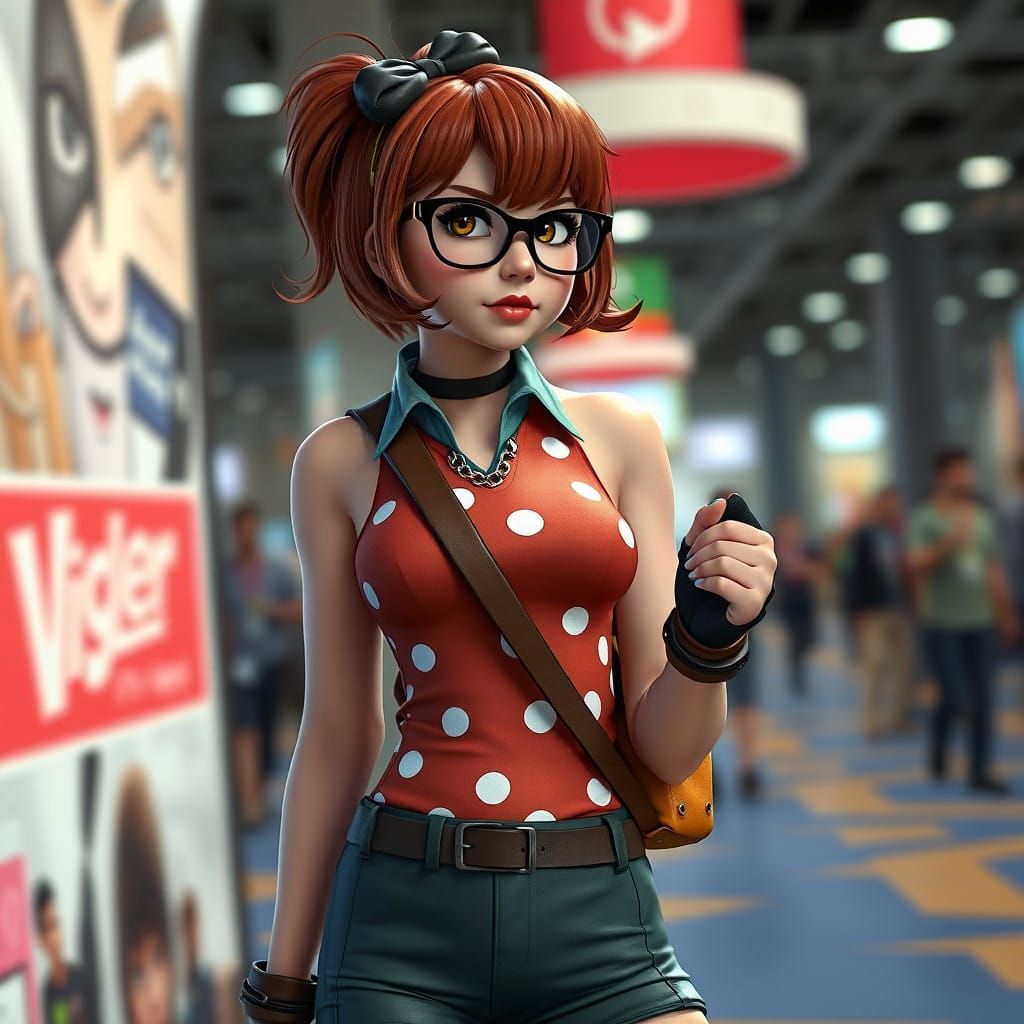 Glamorous Velma Dinkley Cosplay in Vibrant 3D Video Game Sty...