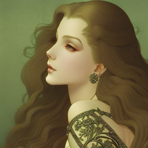 Androgynous Medieval Princess Portrait in Pre-Raphaelite Sty...