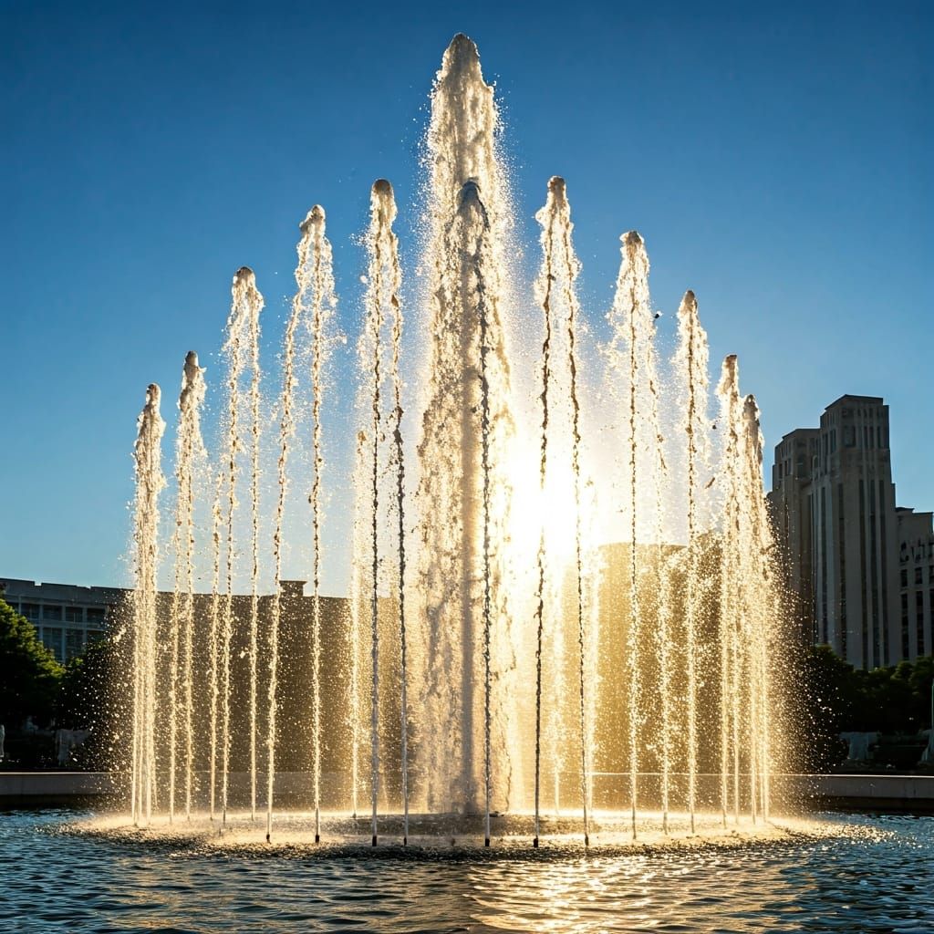 Majestic Fountain with Bursting Water Arches