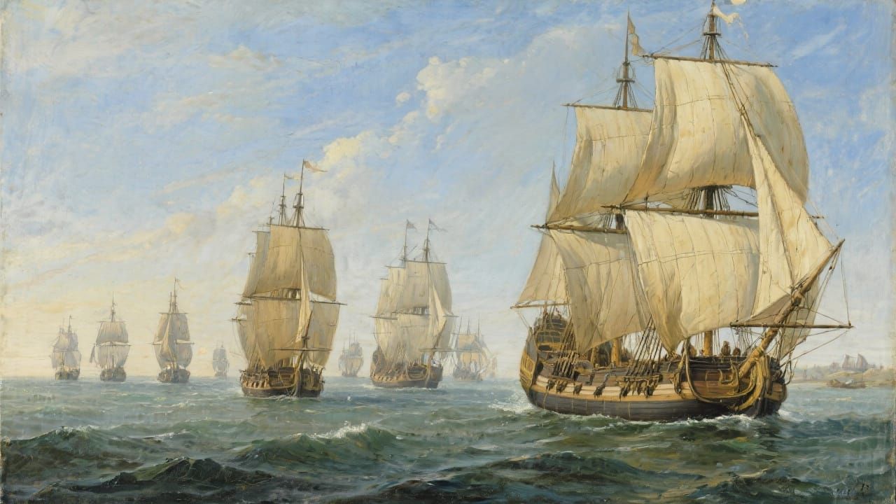 Renaissance Armada Sailing on Calm Seas