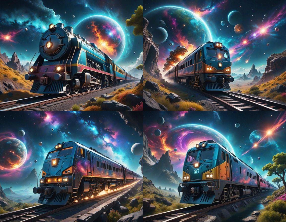 Cosmic Train Odyssey in Vibrant Galaxy