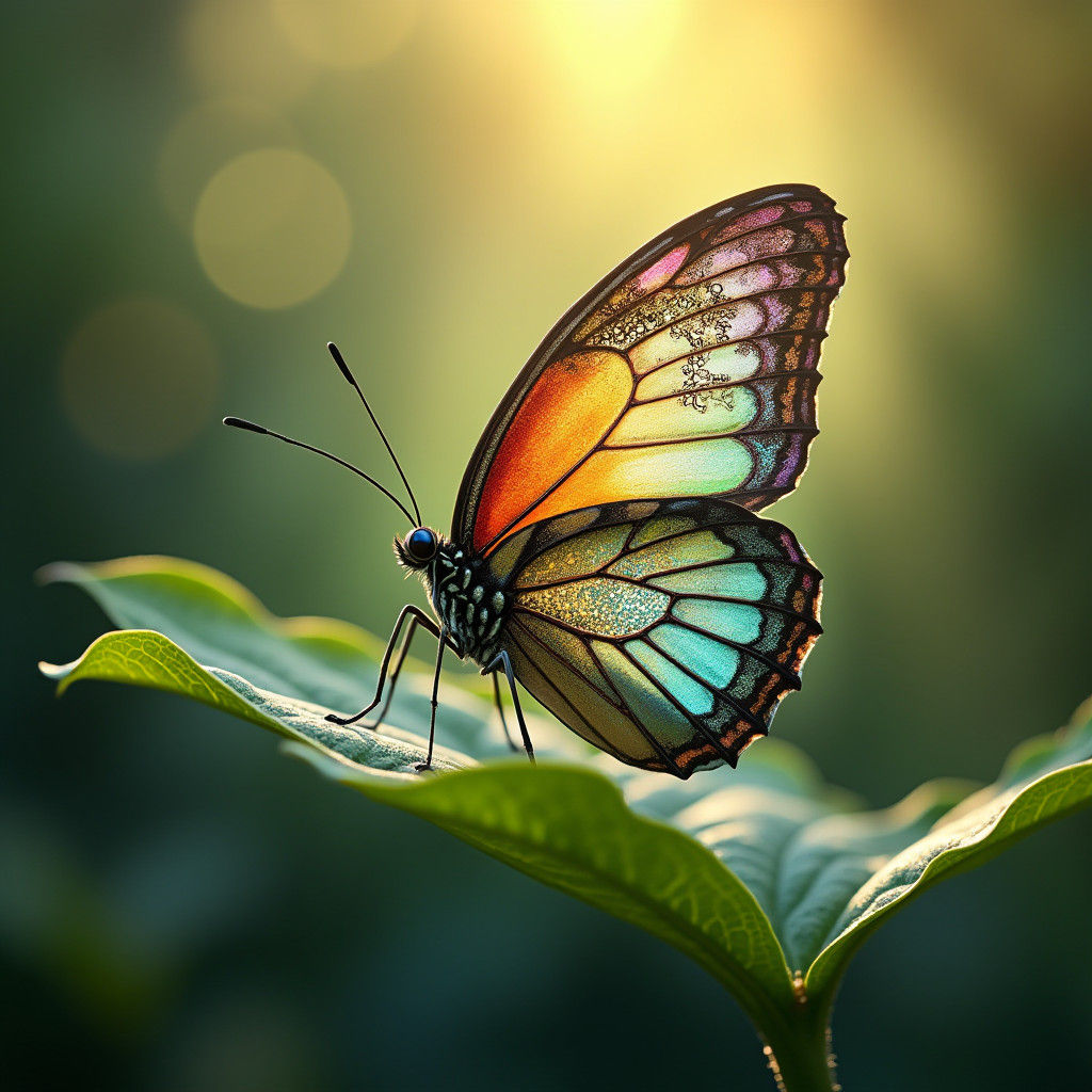 Iridescent Butterfly Art Nouveau Style Digital Art