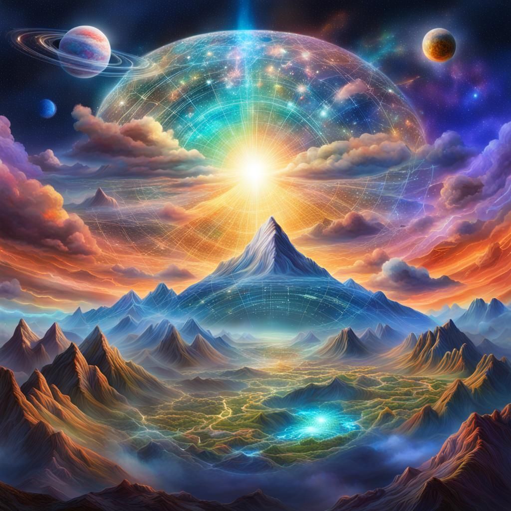 Apocalyptic Sky Unveiling, Holographic Illustration by Amari...