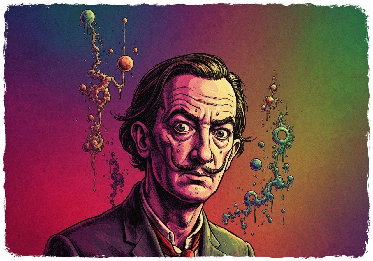 Surreal Alcohol Ink Landscape in Vibrant Comic Style