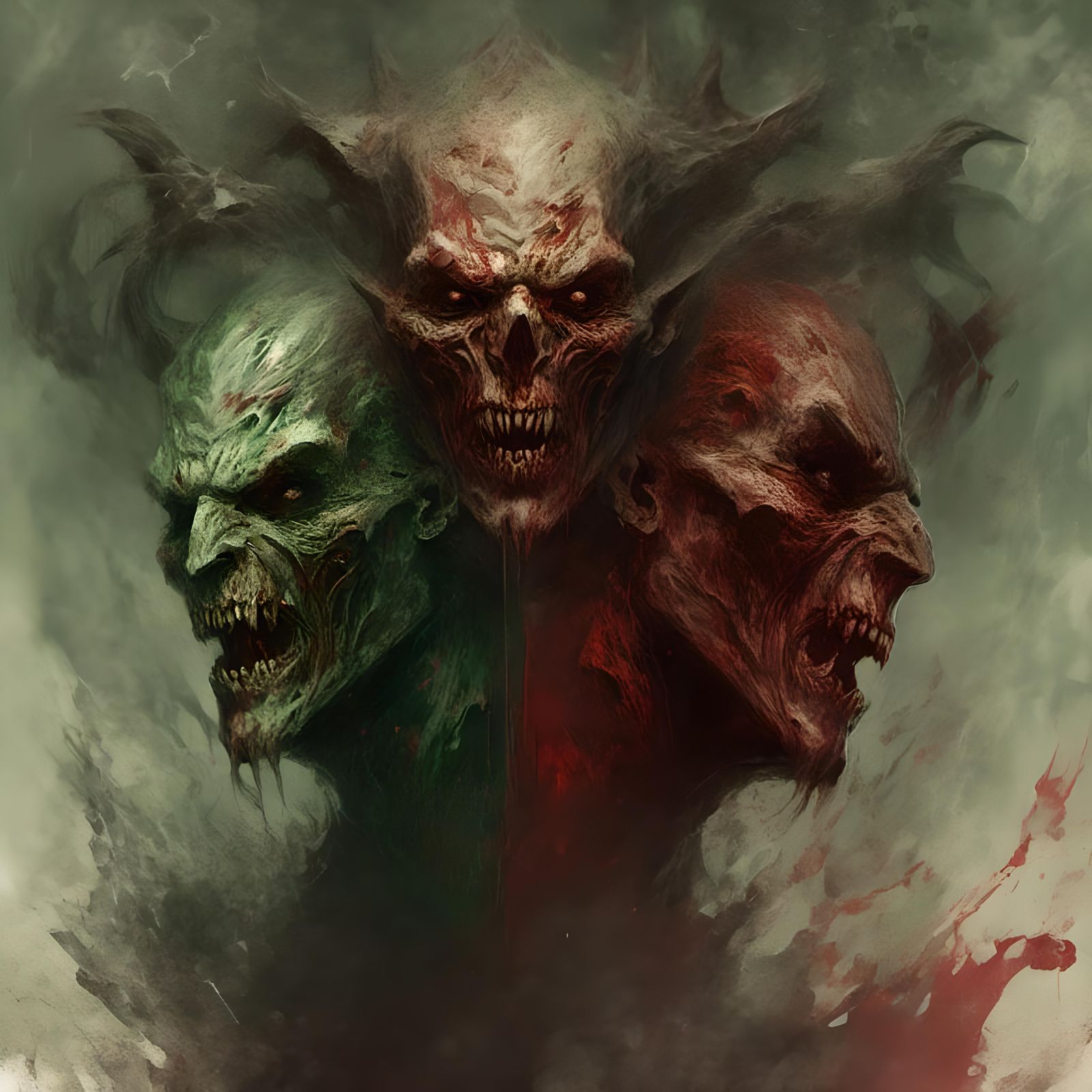 Bloody Janus-Faced Demon in Black Metal Style