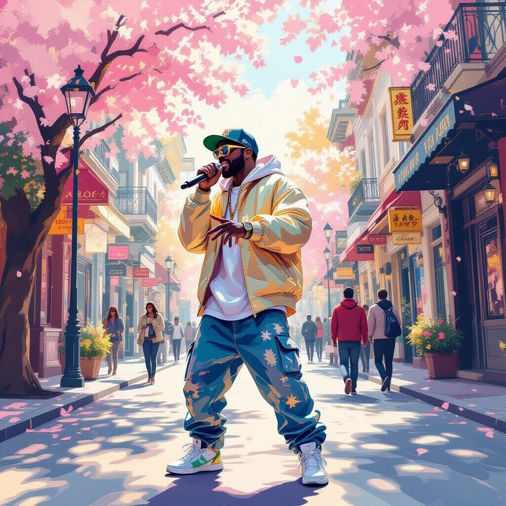 Video Game Cover: Rapper in Metamodern Style