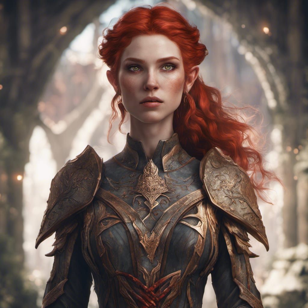 Fantasy Elf Portrait with Red Hair