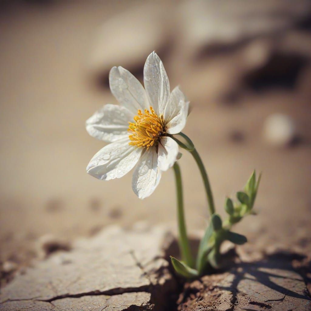 Melancholic Flower Portrait in Surreal Oil Painting Style