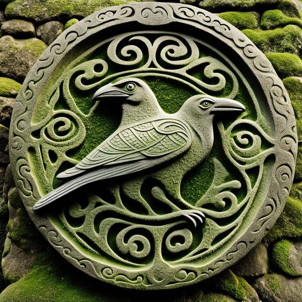 Ancient Pictish Stone Carving in Mist