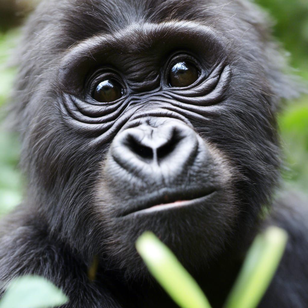 Sweet Baby Gorilla Begging Portrait