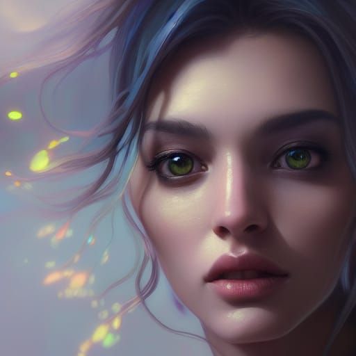 Opal Stone Portrait in Art Nouveau Style