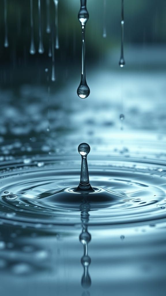 Macro Shot of Raindrop Falling into a Lake
