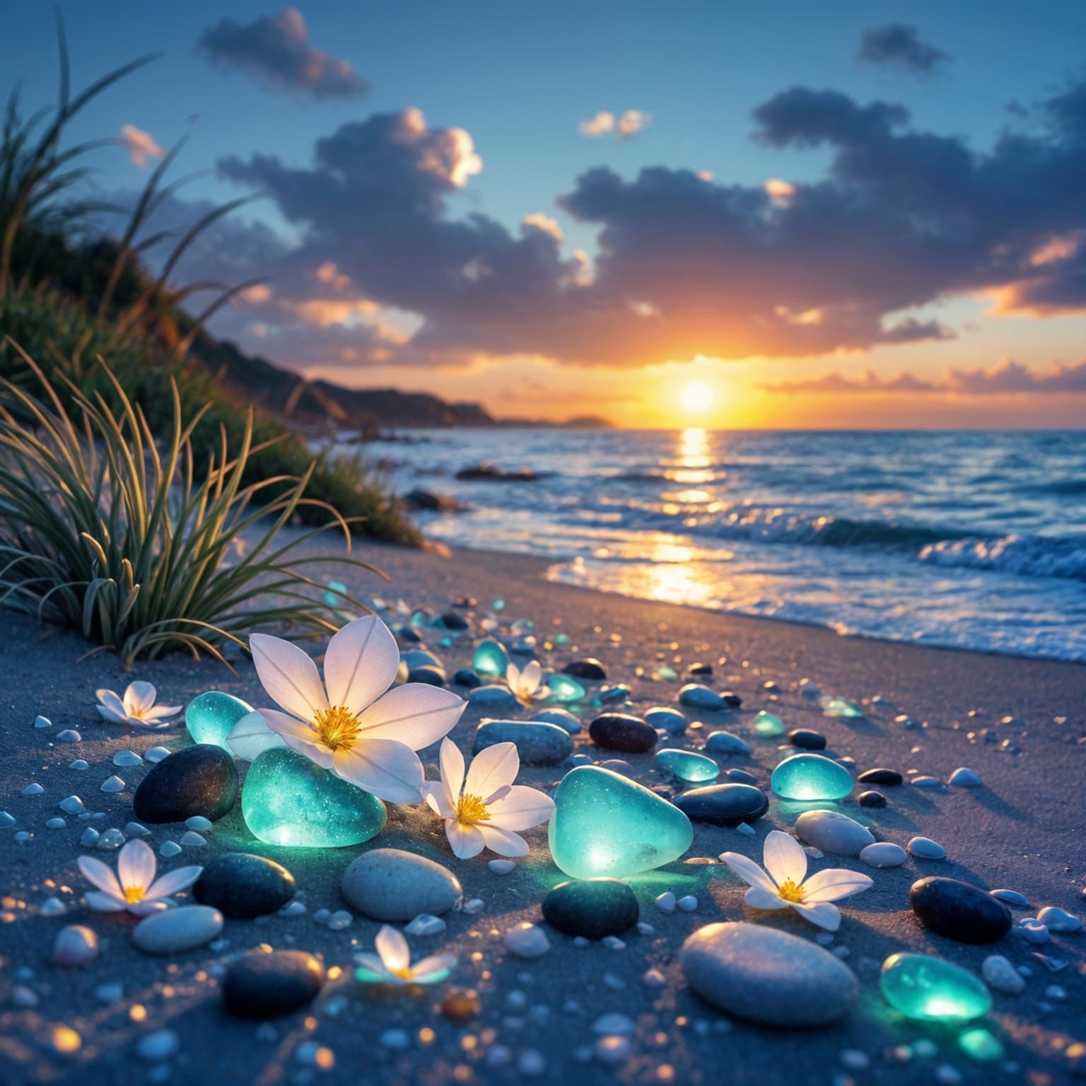Sea Glass Garden: Glowing Coastal Paradise