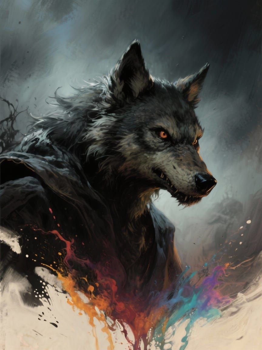 Classic Werewolf Portrait with Menacing Expression