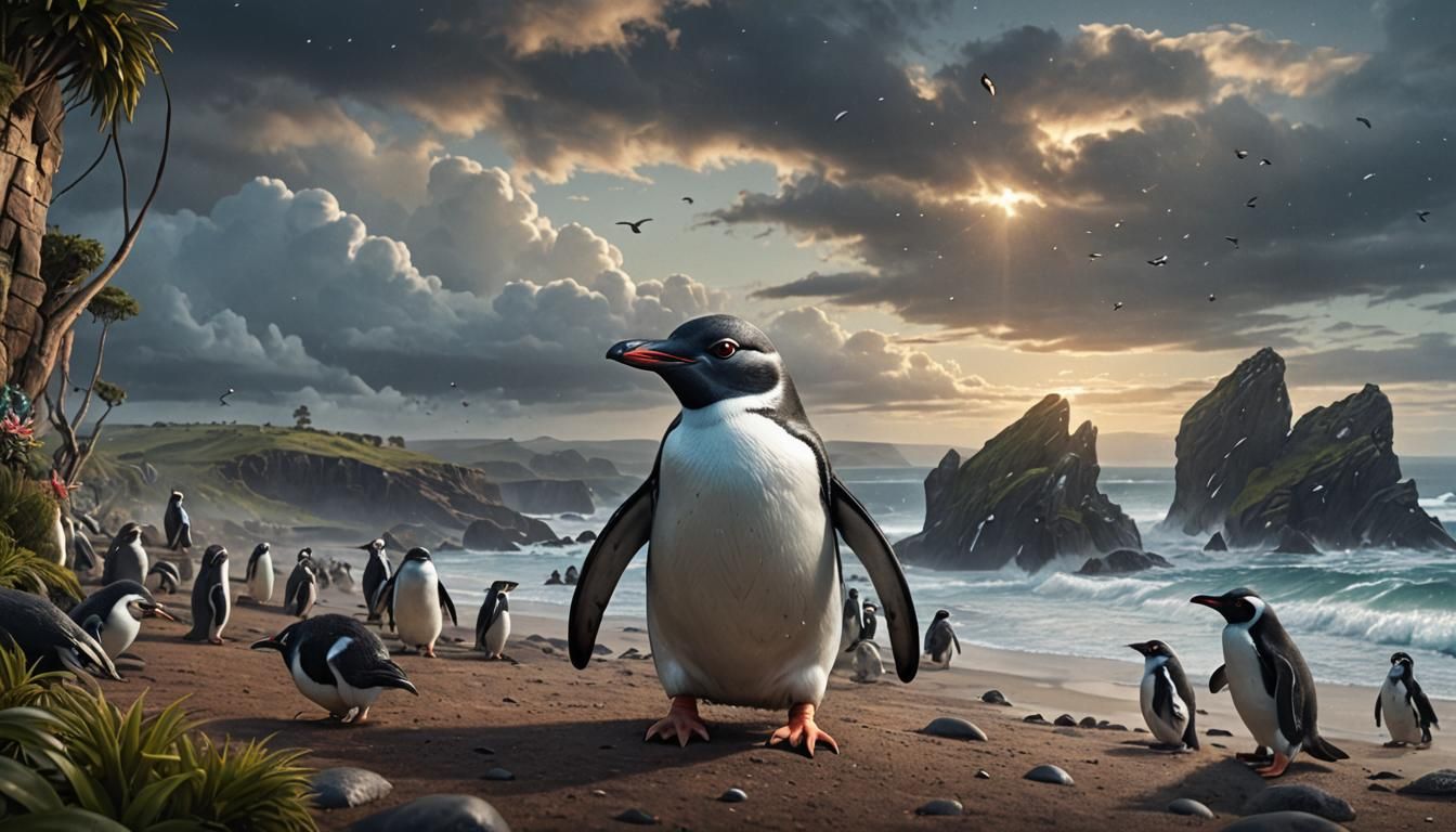 Cinematic Fairy Penguin in Digital Matte Painting