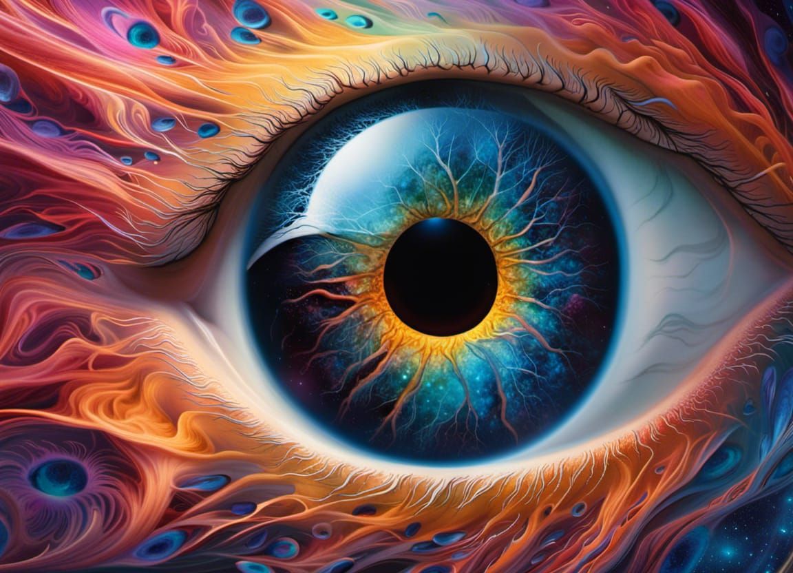 Surreal Eye Reflecting Galactic Nebula in Desert