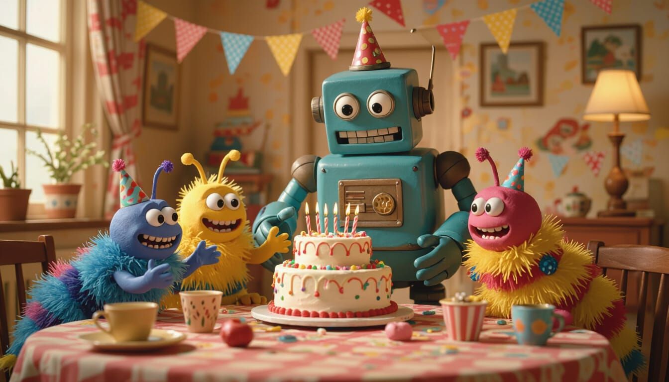 Caterpillar Party for Robot: Aardman-Style Claymation
