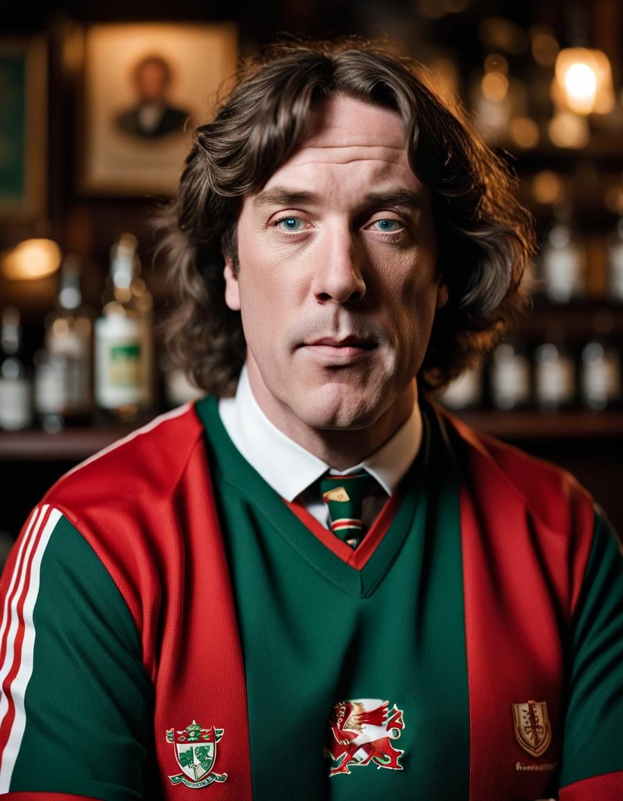Man in Rugby Jersey Presents Pub Quiz Portrait
