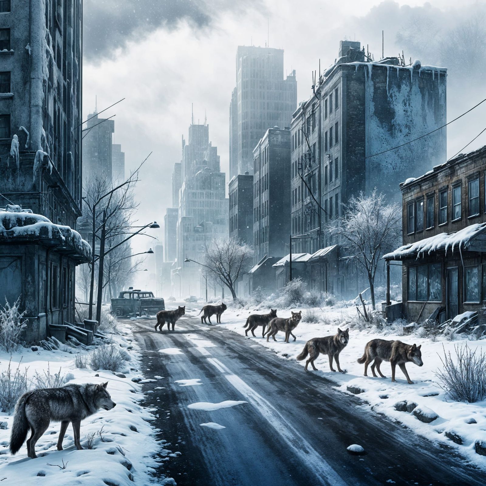 Abandoned Post-Apocalyptic Metropolis Buried in Snow