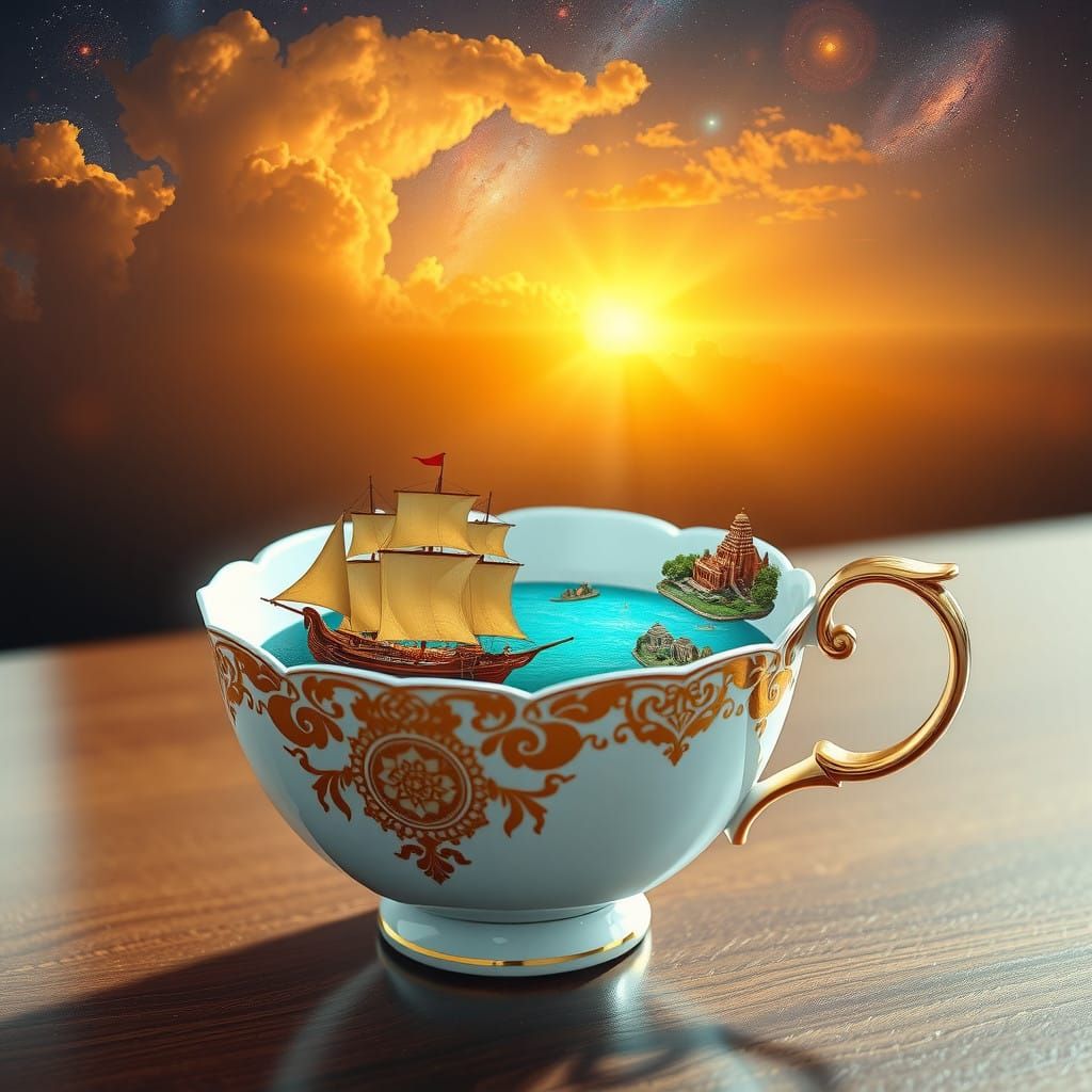 Surreal Teacup Odyssey in Majapahit Style