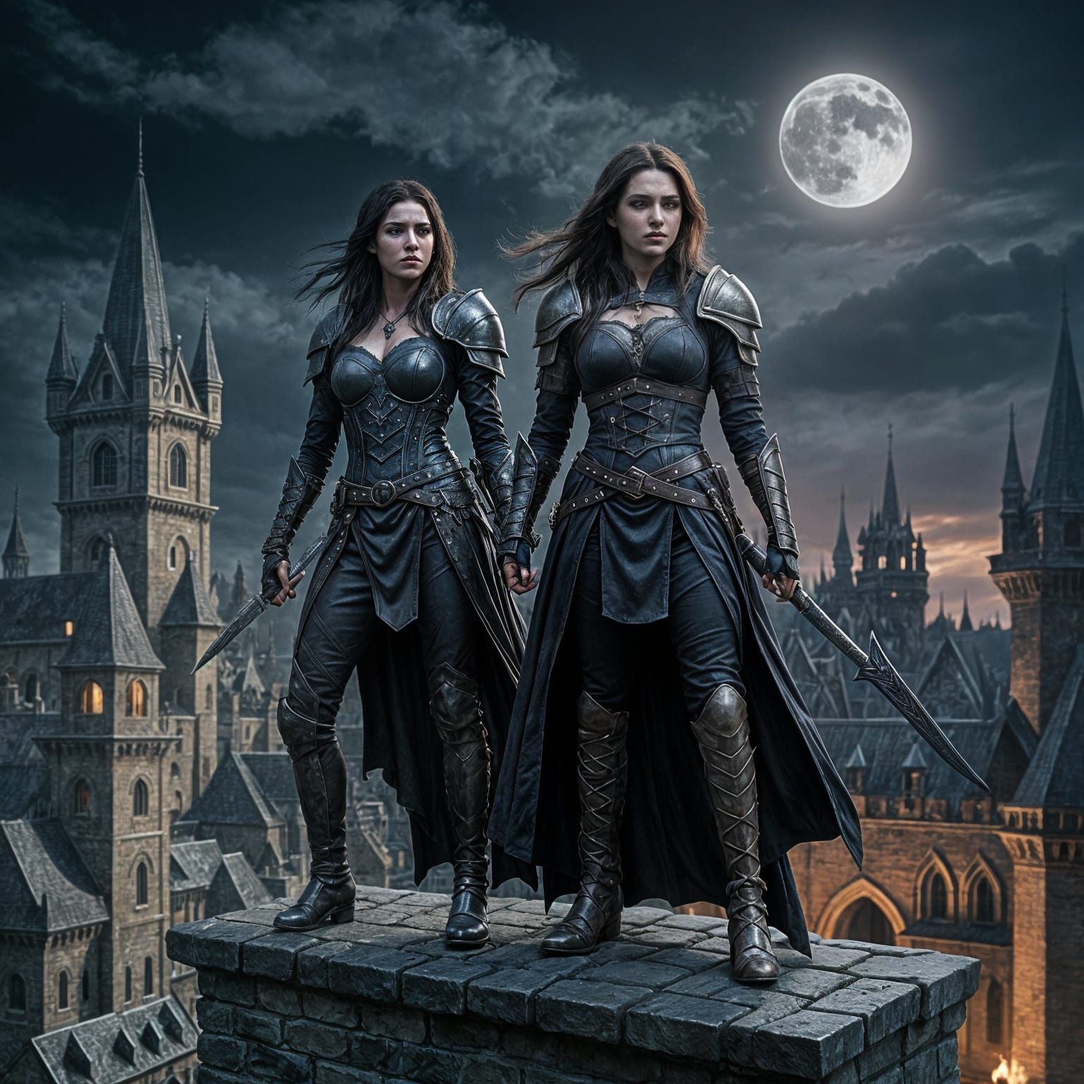 Fantasy Vampire and Werewolf Hybrid Warriors