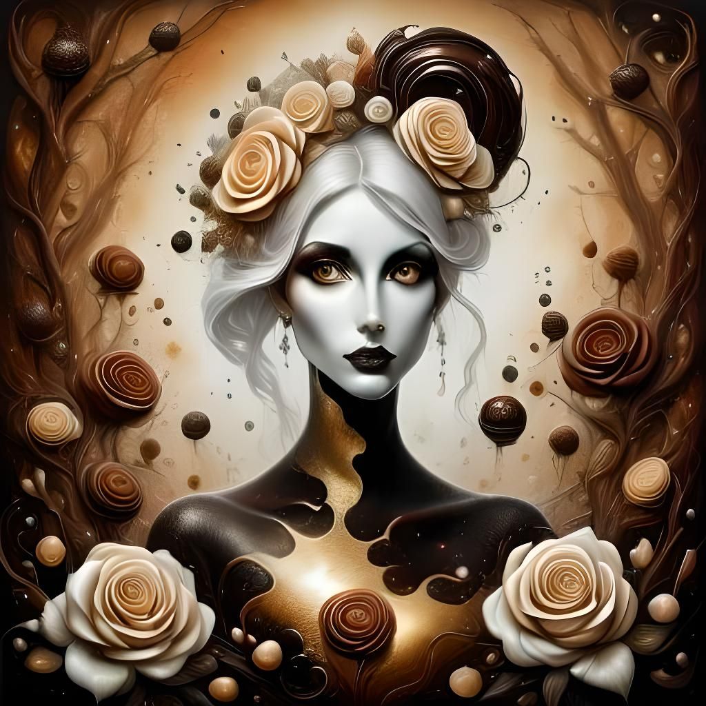 Chocolate Roses with Alcohol Ink and Oil Paint Textures