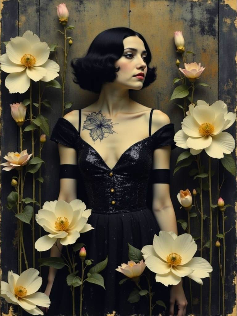 Nightclub Singer in Art Deco Garden: Digital Matte Painting