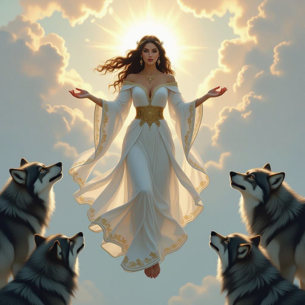 Goddess Blessing Werewolves in Ethereal Glow
