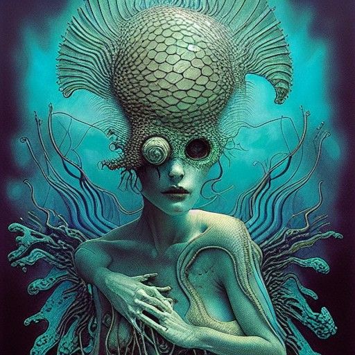 Aquatic Arquillian Portrait in Dark Fantasy Style