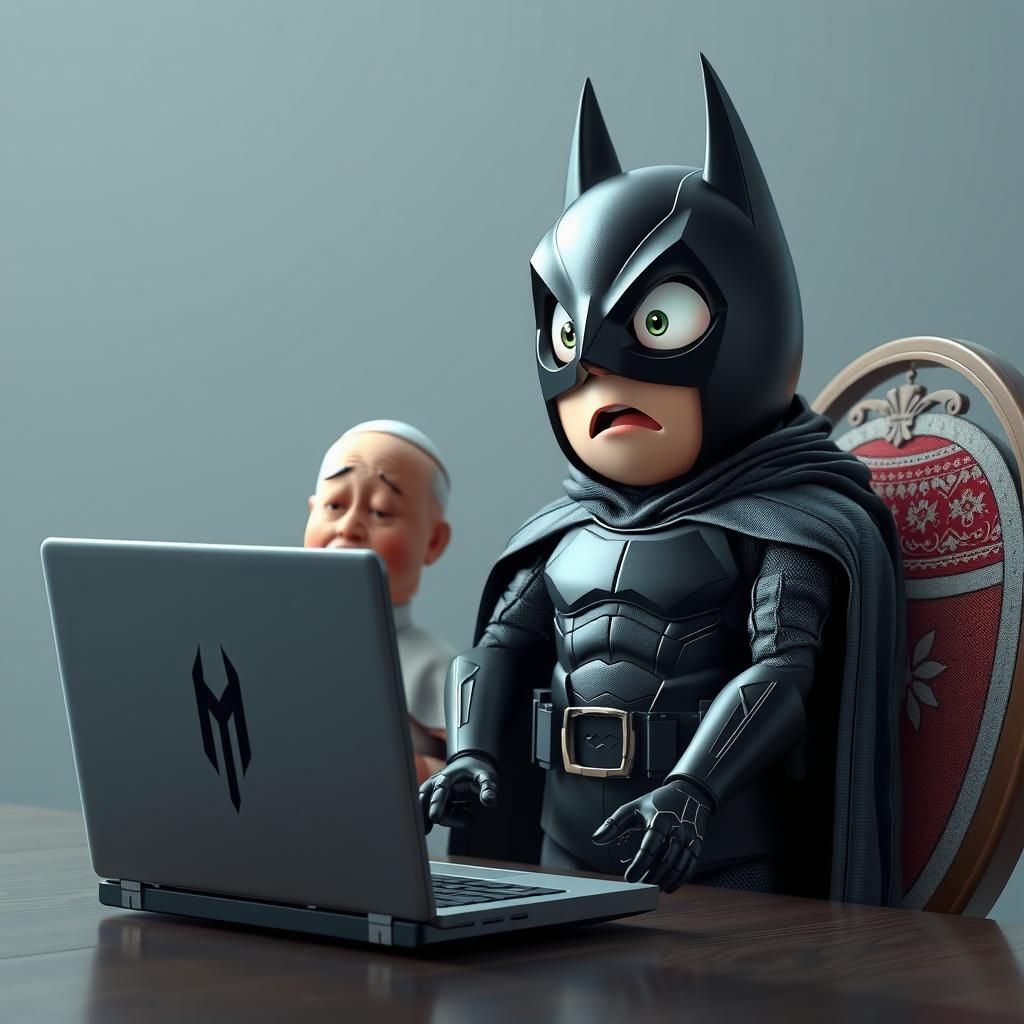 Egg-Batman and Pope: 3D Anime Art