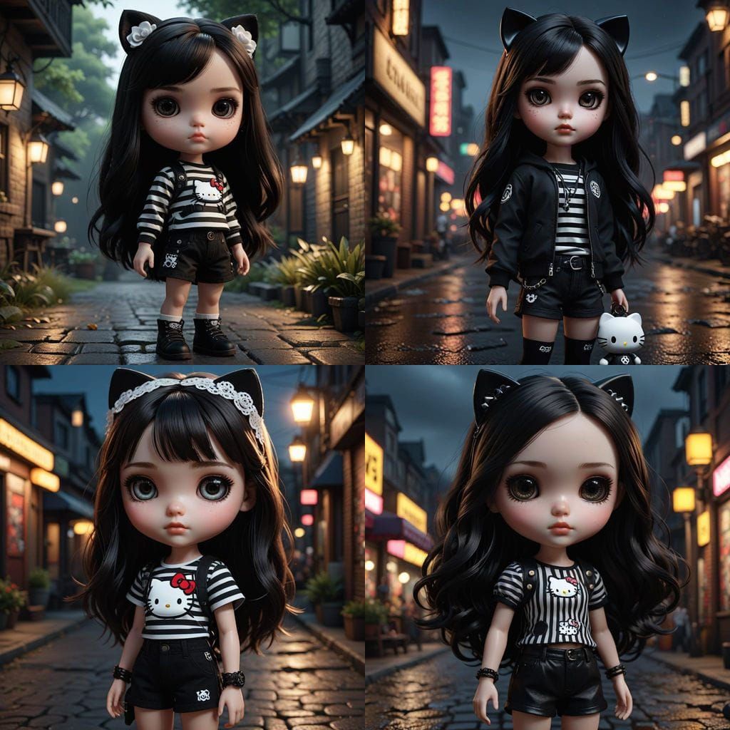 Gothic Blythe Doll in Cyberpunk Style