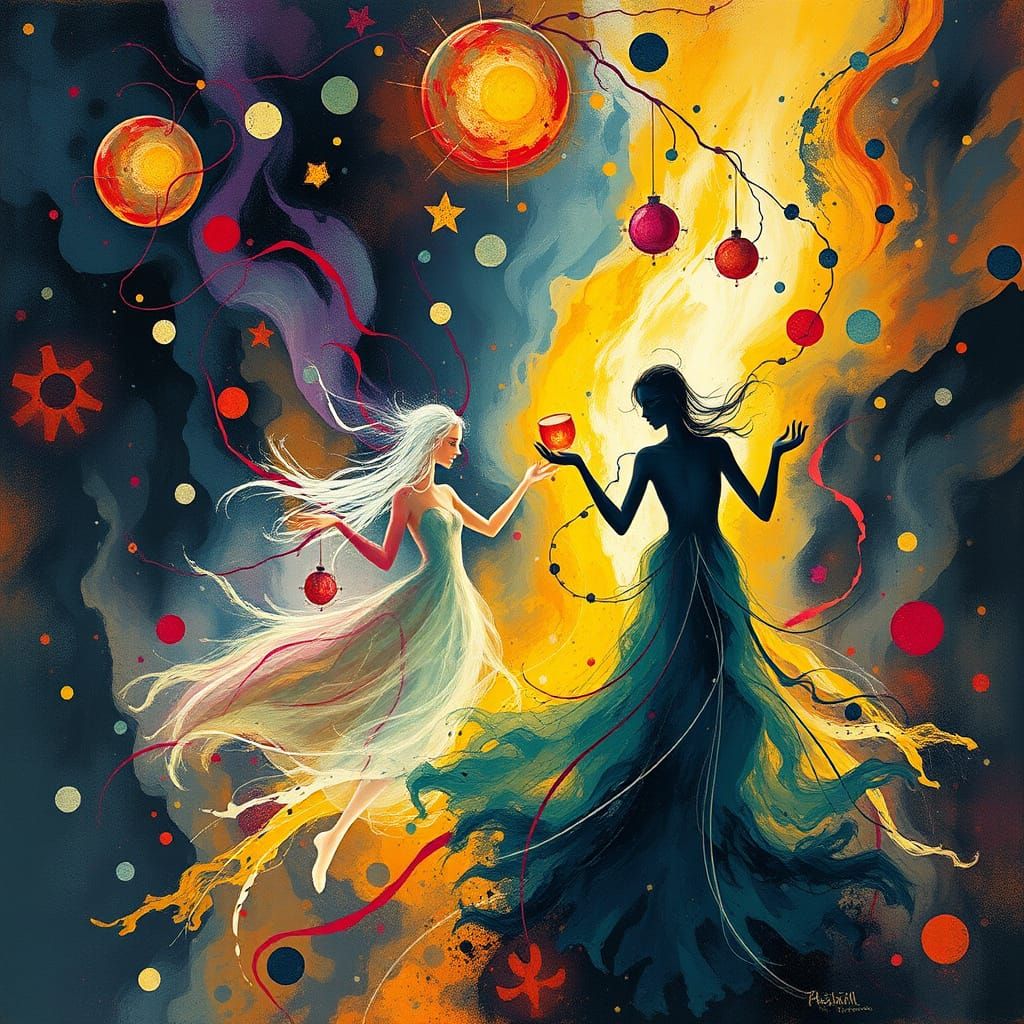 Haunted New Year's Ball in Abstract Style