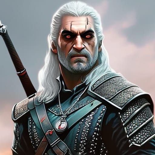 Hyperrealistic Witcher Portrait with Dramatic Lighting
