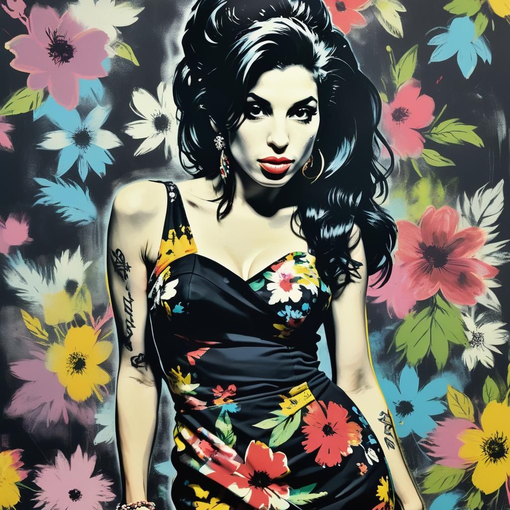 Amy Winehouse Pop Art Portrait in Warhol Style