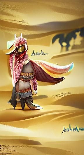 Arabian Knight in Desert Landscape: Digital Painting
