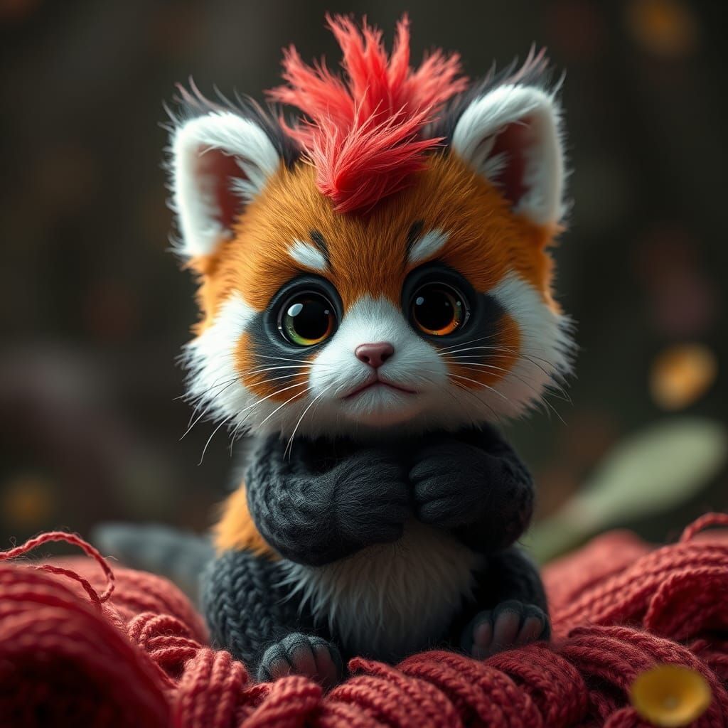 Cute Patched Kitten with Chibi Eyes