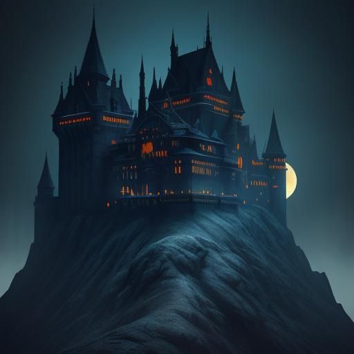 Assassin in Black Armor on Gothic Castle Rooftop