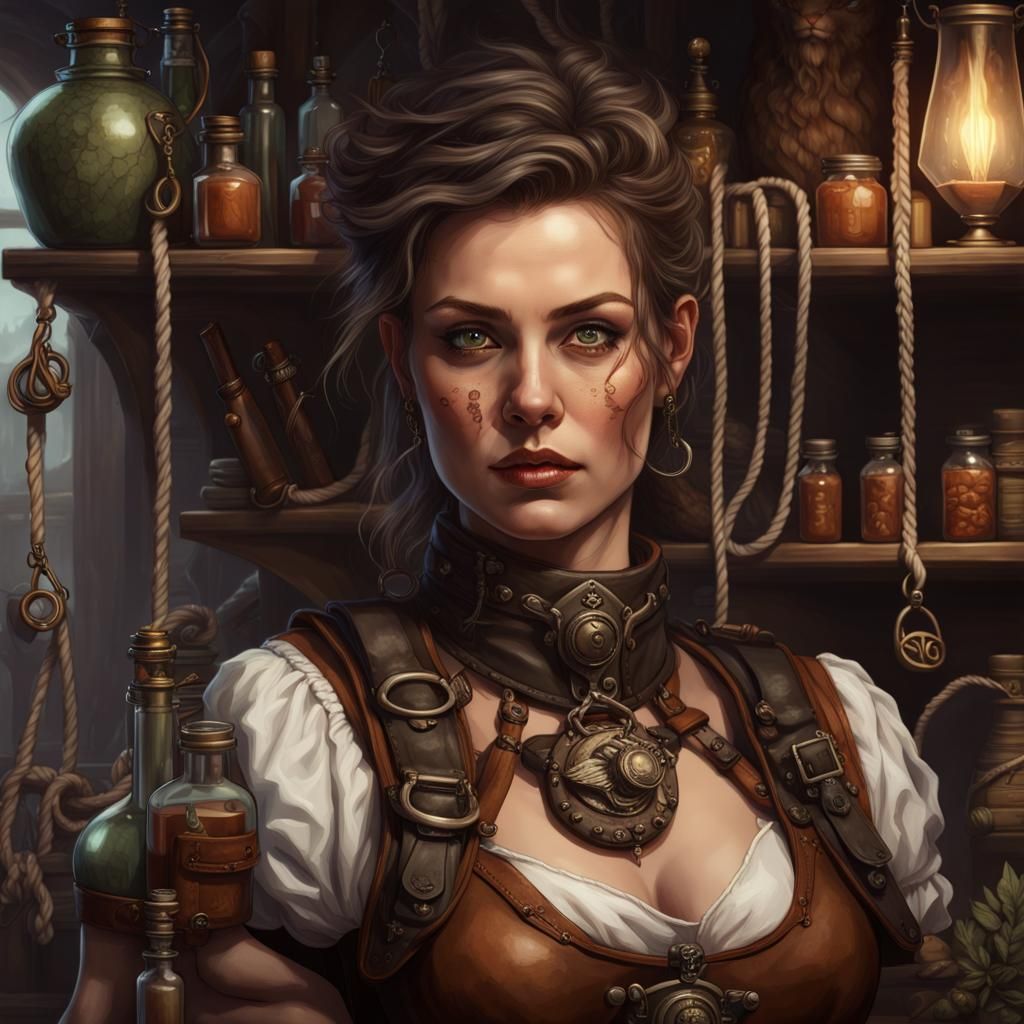 D&D Artificer Portrait with Steampunk Homunculus