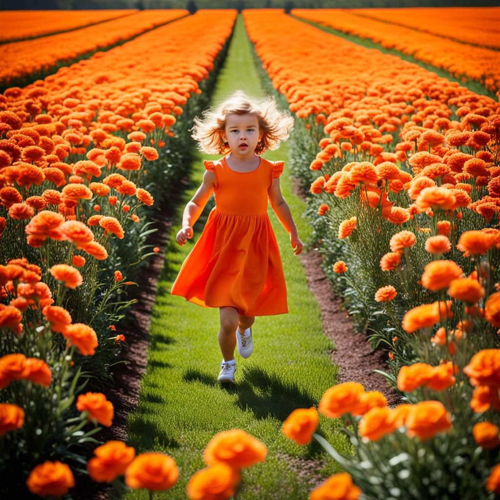 Toddler in Carnations: Surrealist Geometric Abstraction