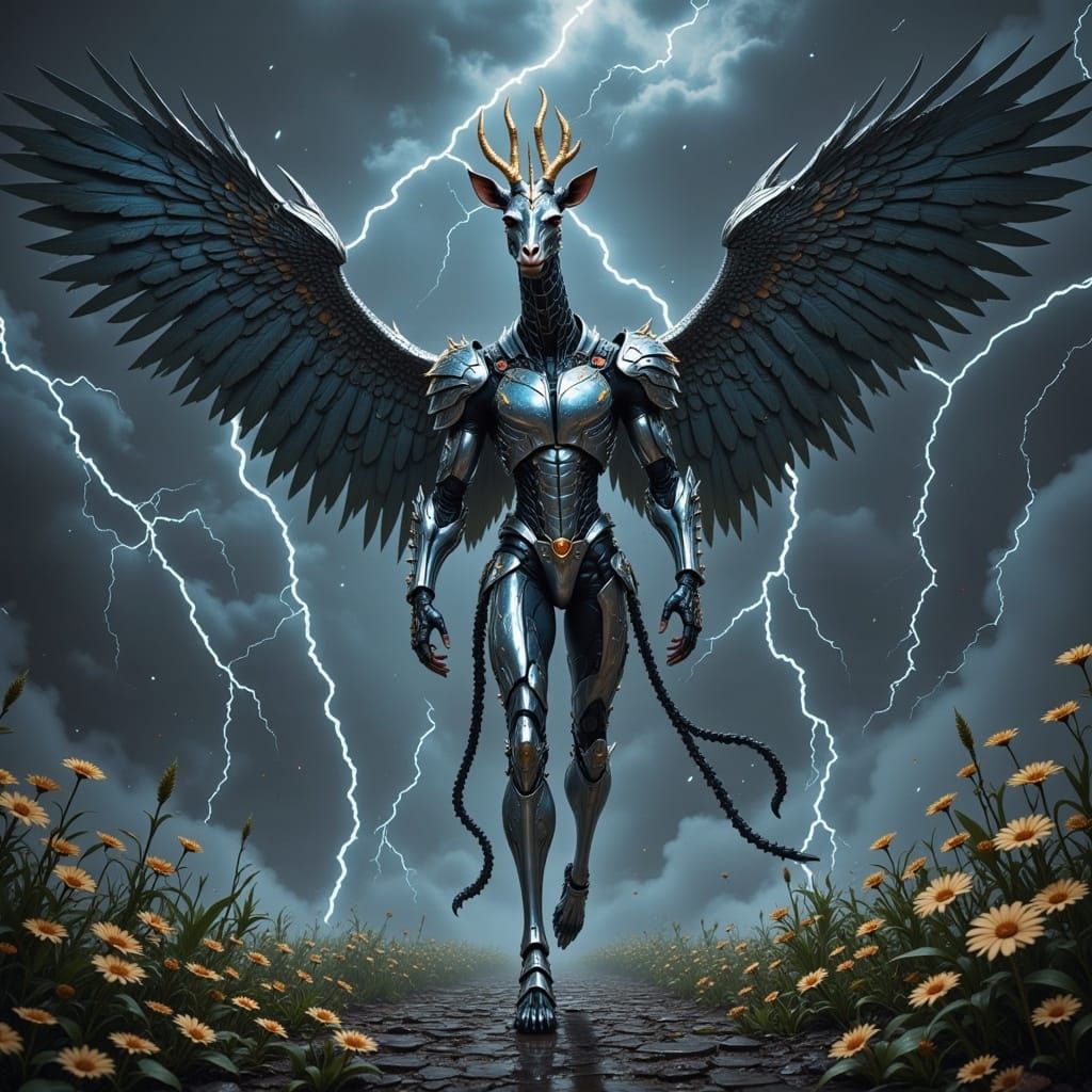 Armored Battle Giraffe in Gothic Style