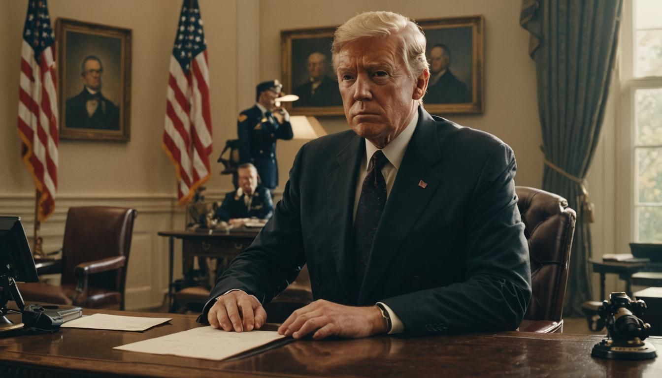 President Surrenders to Invading Forces: Cinematic Still