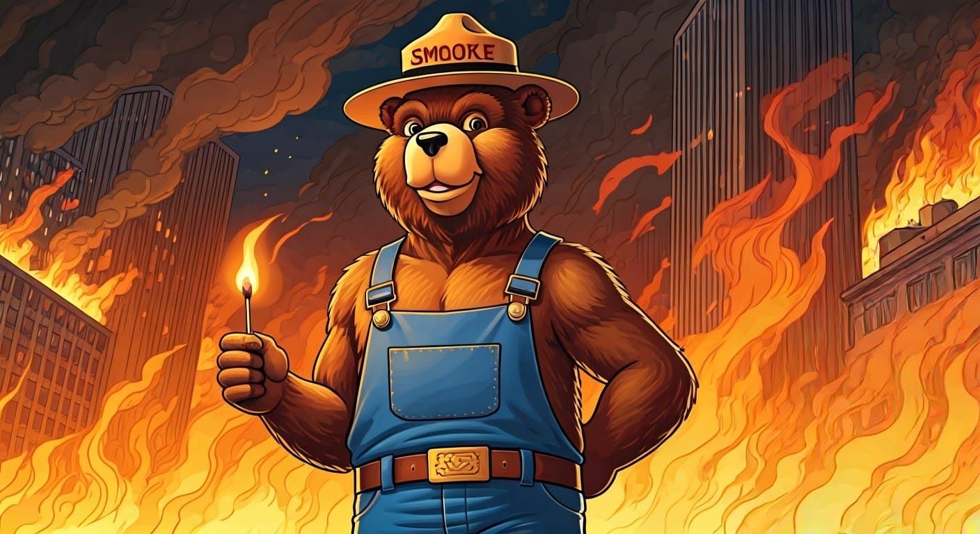 Smokey Bear Ignites City in Comic Book Style