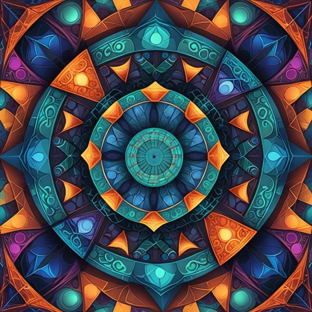 Geometric Shapes in Vibrant Digital Illustration