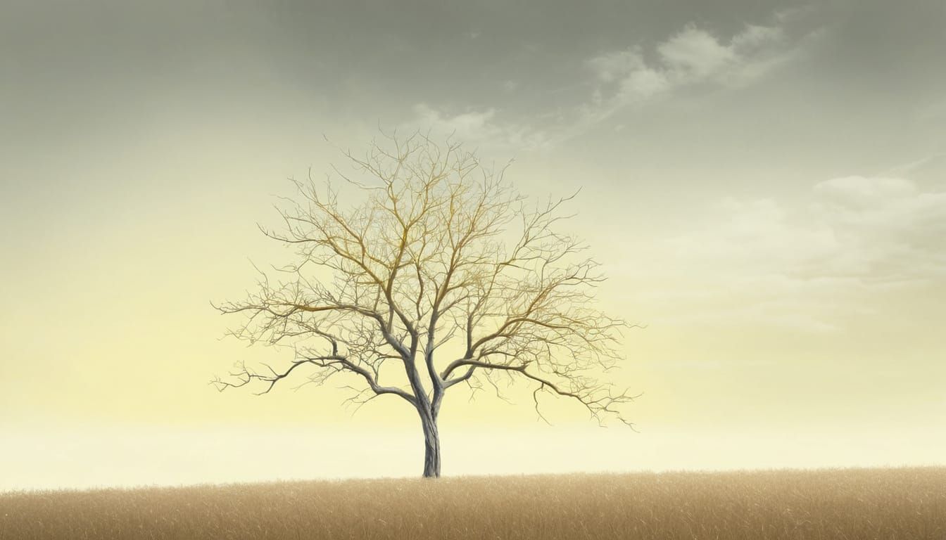 Lone Tree in Monochromatic Yellow Field