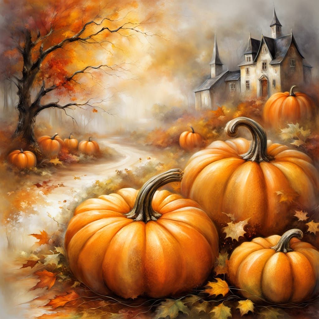 Autumn Harvest Landscape with Complex Textures