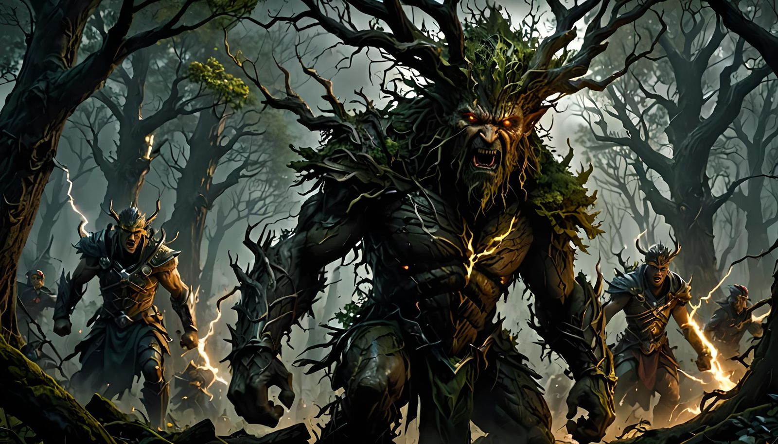 Ents Marching to War in Dark Fantasy