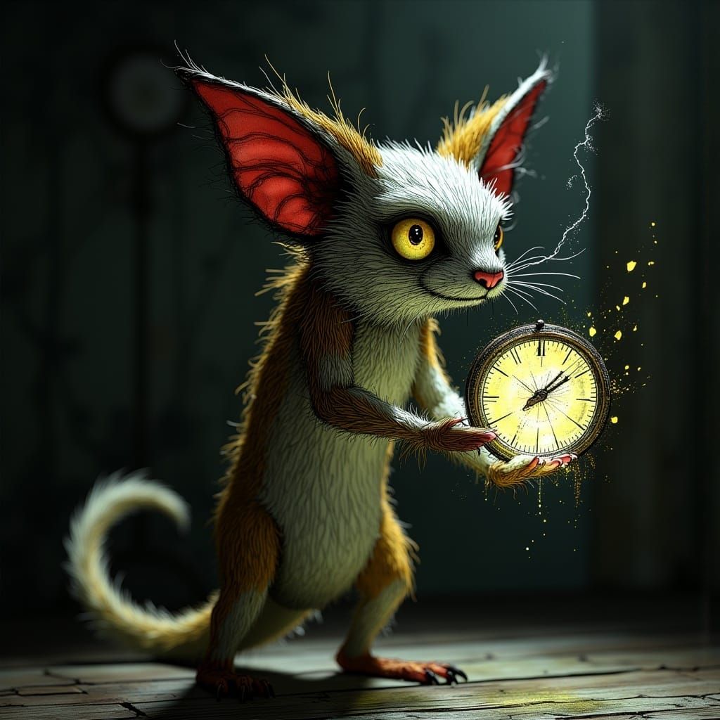 Hyperrealistic Time Weasel Causing Chaos